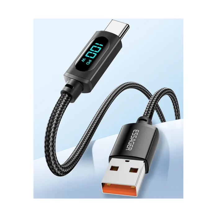 Кабель Essager USB Type-C с LED-индикатором 100 Вт (7 А)